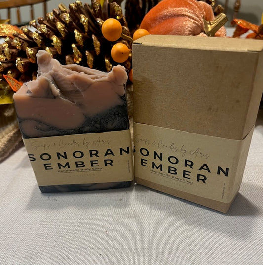 Sonoran Ember Handmade Soap. Red Moroccan Clay, Activated Charcoal & Botanical Essential Oils