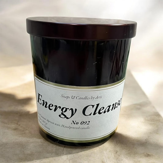 Energy Cleanse Candle – Palo Santo & Sandalwood | 9 oz Soy Coconut Apricot Wax Candle